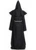 Medieval Priest Robes Monk Robe-Hooded Cape Cloak Halloween Cosplay Costume  for Wizard Sorcerer Pastor Outfit