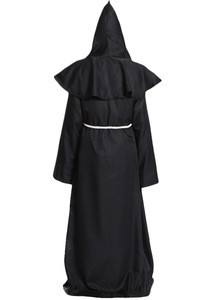 Medieval Priest Robes Monk Robe-Hooded Cape Cloak Halloween Cosplay Costume  for Wizard Sorcerer Pastor Outfit