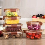 Microwave oven transparent sealed glass crisper box fresh cover smart lid vacuum heat resistant glass crisper storage box