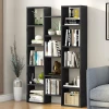 Modern Black 5-Shelf Library Bookshelf with 14-Cube Diy Bookshelf