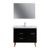 Modern Design Black and Gold Floor Mounted Bathroom Designer Vanity Cabinet Plywood Solid Wood Bathroom Vanity