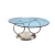 Import modern design expandable swivel 12mm tempered glass furniture mesa de cafe rotating round double round metal small coffee table from China