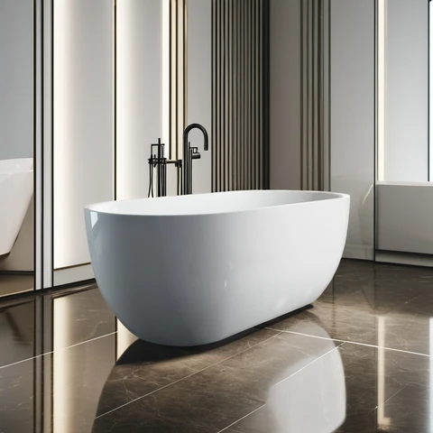 Buy Modern Freestanding Acrylic White Bathtub Shell Full Skirt Edge ...