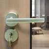 Modern Silver Aluminum Key Lock Indoor Handle for Wooden Door & Window Elegant Window & Door Access Solution