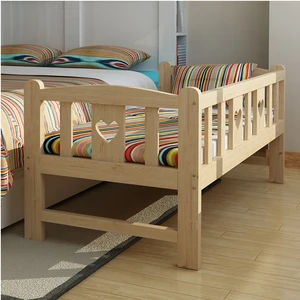 Modern simple children bed, single solid wood bed splicing childrens bed, baby bed folding and widening simple bedroom furnitur