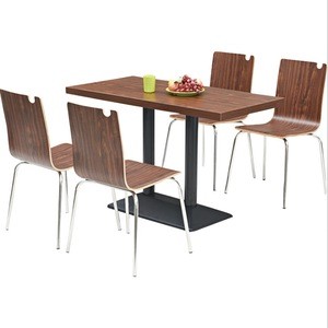 Modern style fast food furniture set dining table with 4 seats metal frame chair for restaurant use from factory