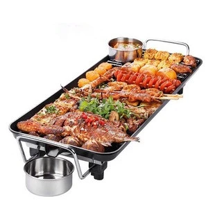 Multifunctional Electric Cast Iron Skillet With Non Stick Coating Korean Smoke-free Indoor Grill Bbq Square Electric Skillet