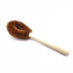 Natural Coconut Fiber Brush Head and Rubber Wood Handle for Bathroom And Household Kitchen
