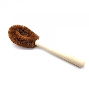 Natural Coconut Fiber Brush Head and Rubber Wood Handle for Bathroom And Household Kitchen