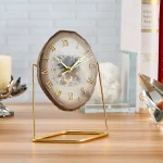 Natural Rock Color Agate Stone Crystal Clock Home Decoration