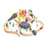 New arrival educational toy 80pcs wooden train railway toys set for children