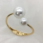 New Arrival Fashion Jewelry Pearl Bracelet Womens Alloy Classic Open Cuff Bangles Wholesale Big Pearl Bangles Bracelets