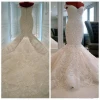 New Arrival Luxury Off Shoulder Pearls Appliques Lace Mermaid Wedding Dress