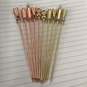 New Arrival Wine Bottle Shaped Copper Plated Stainless Steel Bar Cocktail Cherry/Olive/Martini/Fruit Picks Sticks Stirrers