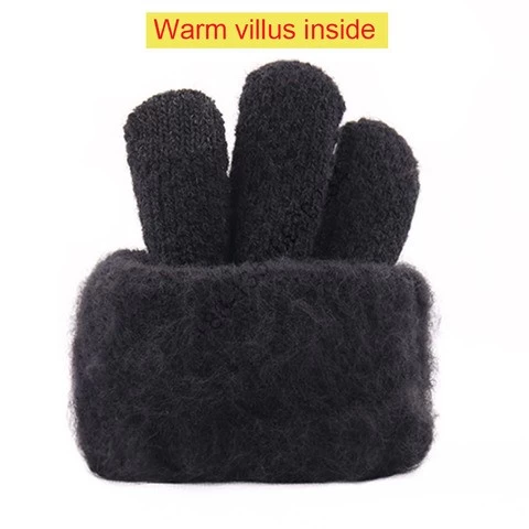 New cashmere brushed knitted acrylic gloves men jacquard touch screen magic gloves keep warm single color winter gloves