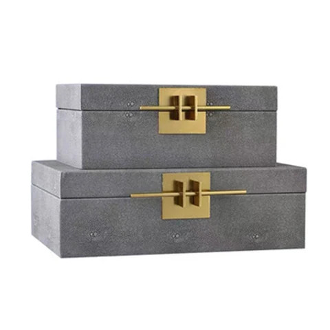 New Chinese leather necklace jewelry box decoration model hotel dressing table light luxury minimalist style decoration