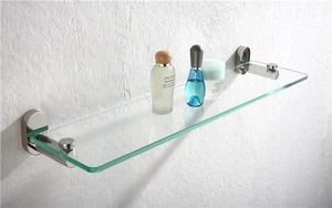 New design bathroom wall fitting accessories glass shelf with metal base 1200 series