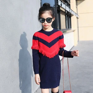 New design girls medium sweater for spring autumn with tassel fashionable cloth