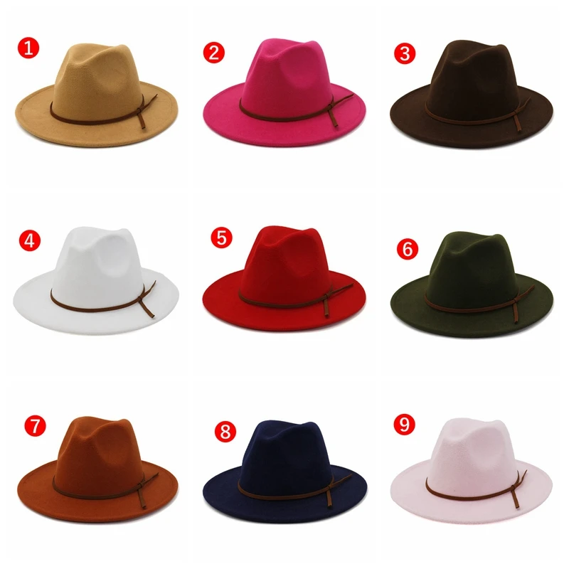 New Fashion Quality Wide Brim Hat Women Wool Felt Hats Customized Men Wool Felt cap Fedora Hats