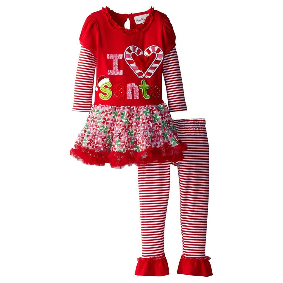 New Girls Children&#x27;s Christmas Suit Two-piece Cotton Suit Kids Baby Christmas costume Clothes Casual Christmas Pajamas Dress