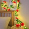 New LED simulation green vine lamp string green leaf sunflower vine sun lantern green leaf curtain camping decorative light