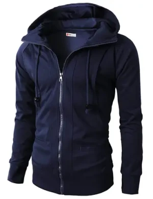 New mens sports fitness casual jacquard sweatshirt fleece cardigan hooded jacket