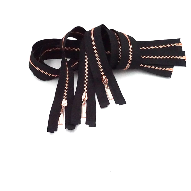 New products metal zipper close end black zippers metal rose gold  teeth