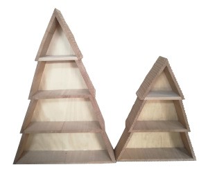 New style-4Tier Farmhouse Decor Christmas Tree Shape Wooden Wall float shelf stand with hock for home decor
