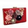 Newest fashion PU leather clutch bag with metal chain 5 colors clutch evening bags