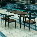 nitLong lifetime Outdoor Waterproof Garden Furniture Set Handmade Painted Wooden Furniture Coffee Shop Chair and Table 1 Set