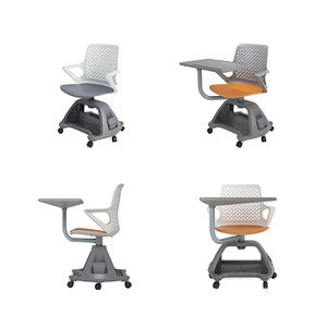 Node Tripod Base Chair With Writing Tablet &amp; Base &amp; Caster 360 Swivel Chair With Writing Pad