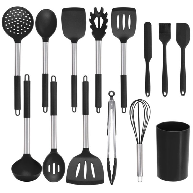 Non-stick Heat Resistant Kitchen Utensils Cookware with Stainless Steel Handle