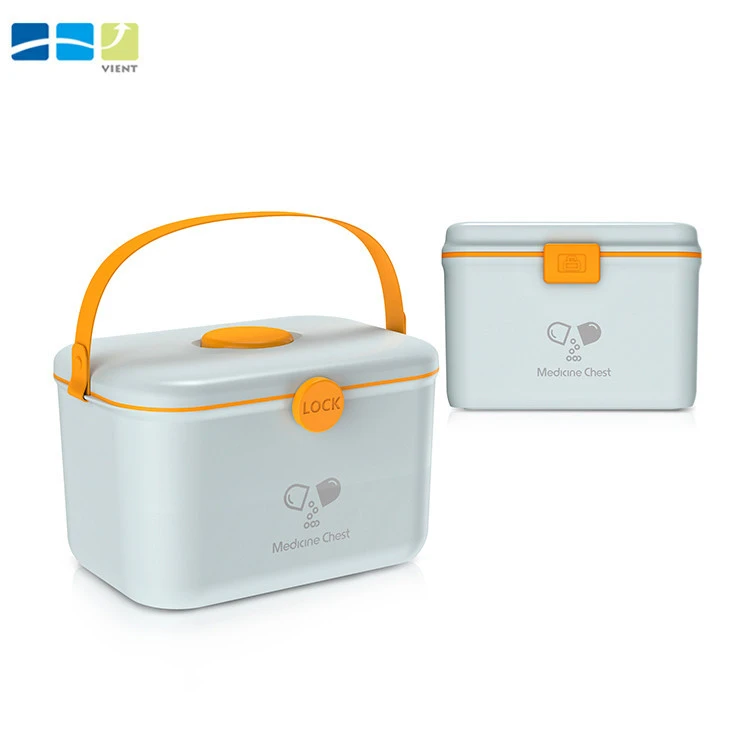 Nordic Style Plastic First Aid Kit Box with Removable Tray&amp;Handle&amp; Pill Box Medicine Box Multi-Layer Large Capacity Storage Box