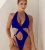 Import OEM Plus Size Bathing Suits Crossover Ring Bikini Swimwear One Piece Halter Solid Zipper Women Swimsuit from China