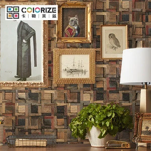 old color strip mix square Solid Wood Board Wall Mosaic Background Wall Storefront Decora Culture Wood Wall Cladd Mosaic