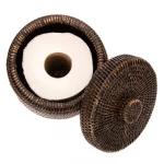 Organic product vintage custom tissue box round rattan tissue box paper holder