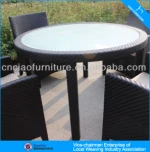 Outdoor furniture wicker table plastic round rattan dining set 7025-5+CF773