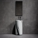 Panda White Round Bathroom Sink Vanity Nordic Modern Kitchen Marble Sinks Freestanding Hand Washing Marble Sink