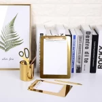 Paper Folder Custom Logo Storage Nursing Clip Board Clipboard Gold Metal File Office Meeting A4 A5 A6 Stainless Steel CB-A01 MJ