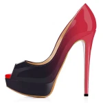 Patent leather platform dress shoes women peep toe ladies shoes heel