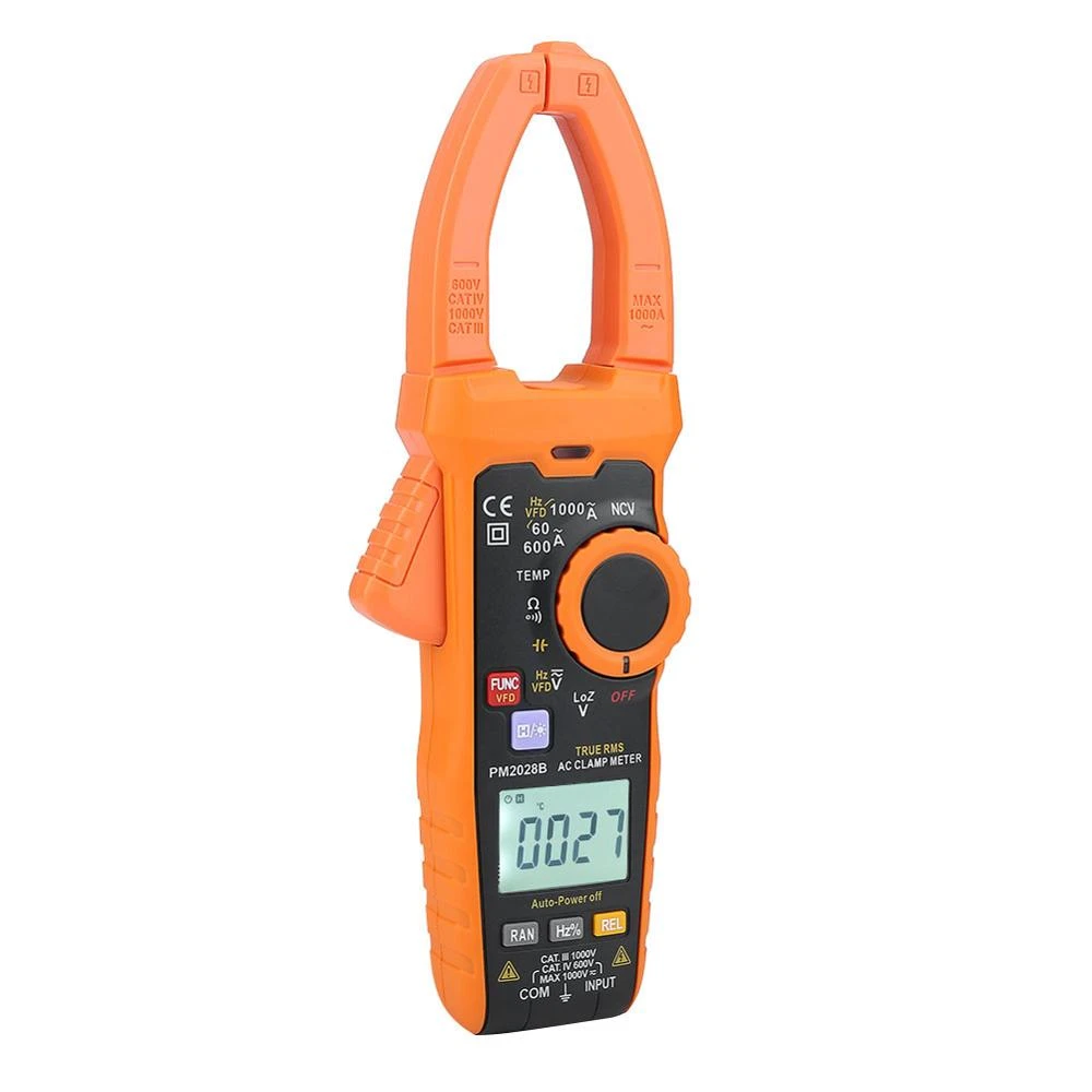 PEAKMETER PM2028B Digital 1000A Current Clamp Meter Multimeter Resistance Frequency Capacitance Temperature Tester