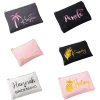 Pink Black White Gold Stamping Screen Print Cotton Canvas Makeup Pouch Case Beauty Cosmetic Bags Cases For Travel