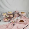 Pink Decorating Iron Two Tier Accessory Tray Metal Wholesale Display Stand Cake