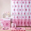 Pink flower bathroom products bath set, Childlike pretty shower curtain/bathroom floor door mat set/bathroom set