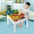 Import Plastic Baby Study Activity Playing Building Block Kids Play Table Chairs Play Set from China
