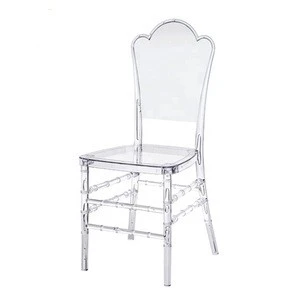Plastic PC Resin Wedding Hotel Banquet Peak Back Clear Crystal Chiavari Chair
