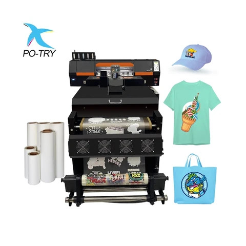 PO-TRY Automatic T-shirt Heat Transfer Printing Machine 2 4 I3200 Printheads 60cm DTF Printer