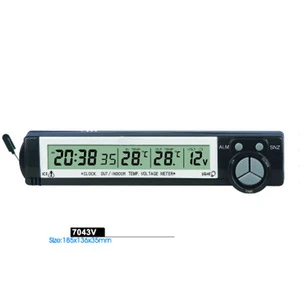 Popular design!!! 12V LCD car calendar clock with voltage