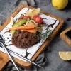 Popular design marble square plate cheese plate steak tray with handle