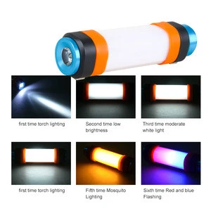 Portable Outdoor IP68 led flashing tube Rechargeable Camping light with Usb